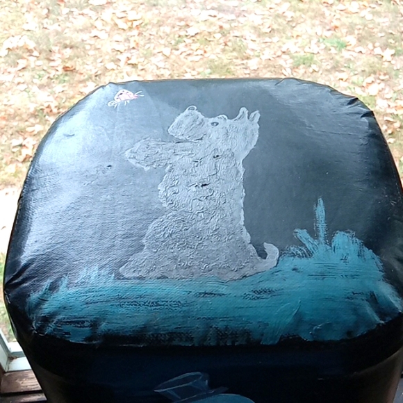 Vintage childrens folk art boho nursery rhyme hassock hand painted - Picture 2 of 13